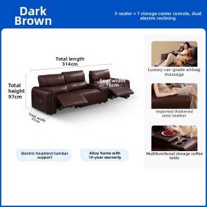 Vintage Style Semi-Leather Electric Smart Massage Cinema Sofa