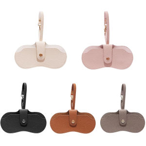 Magnetic Glasses Case - Slim Leather Sunglasses Pouch Holder - Portable Travel Eyewear Organizer with Lanyard