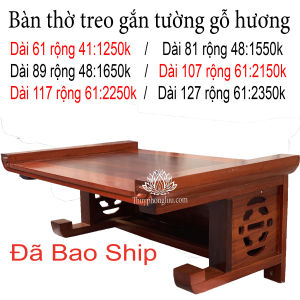 Bàn thờ gia tiên treo gắn tường hiện đại gỗ hương 6 cỡ ban