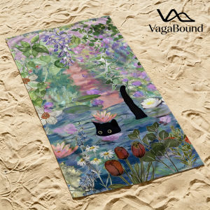 Water Garden Cat Luxury Beach Towels Crafted from Combed Cotton Plush and Absorbent Beach Towel or Pool Towels