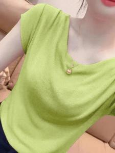 NUANKONG | Slim Fit Ice Silk Spandex T-Shirt Women V-Neck Short Sleeve