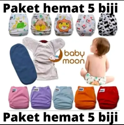 isi ( 5 pcs ) clodi bayi cuci ulang / diapers training pant
