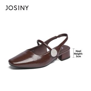 Josiny | Spring Summer New Mary Jane Buckled Strap Sandals Coarse Heel For Women