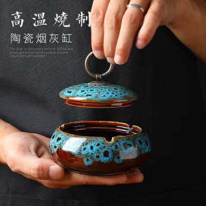 Ashtray Trendy Anti-Dust Cover Large Size Living Room Ceramic Creative Personalized Gift for Girls