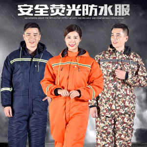 Winter Waterproof and Windproof Thick Cold-Proof Warm Jumpsuit Work Cotton-Padded Clothes Outdoor Fishing Cold Storage Ski Cotton-Padded Clothes