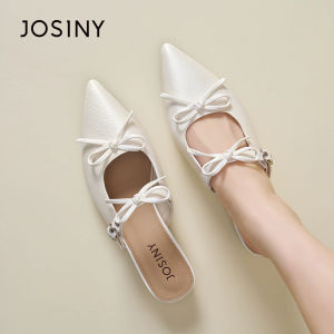 Josiny | Polka Dot Diamante Bow Pointed Heels