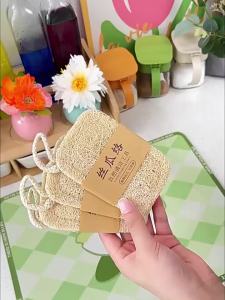 2/4PCS Loofah Dish Cloth Reusable Plant Fiber Scrub Pad Oil Stain Remover For Pots Pans Dishwashing Kitchen Cleaning Tool