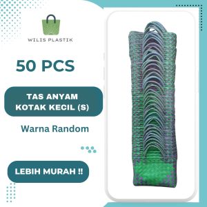 PAKET MURAH 50 PCS Tas Bingkisan Kotak Kecil (S) Anyam PLastik Souvenir Parcel Bingkisan Berkat Hampers