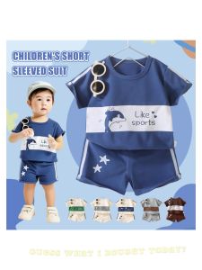 【Local Stock】 Terno For Baby Boy Tshirts Suit Summer Boys Short Sleeve Clothes Sets Terno For Kids Boy