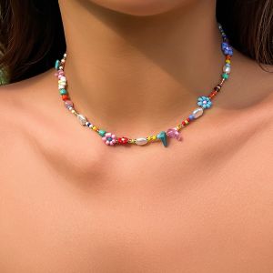 Ingemark | Boho Simple Beads Imitation Pearl Choker Necklace Women Men Vintage Stainless Steel Handmade Chain Aesthetic Y2K Jewelry Gift
