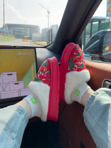 Dép Đi Trong Nhà Mùa Đông Dày Ấm Áp Chống Trượt Đế EVA Dép Đi Trong Nhà Ngoài Trời Cho Cặp Đôi Dép Đi Trong Nhà Bằng Cotton Họa Tiết Hoa Lớn