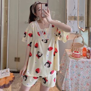 Setelan Piyama Knit Import Wanita Baju Tidur Wanita Celana Pendek Piyama HP
