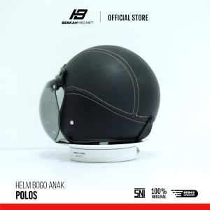 Helm Anak Bogo 2 - 6 Tahun Retro Polos Helmet Kecil Ringan Kaca Cembung Hitam