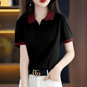 QIAOXIZI | Áo Thun Polo Nữ Tay Ngắn Màu Trơn có Bigsize