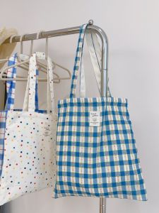 Túi Vải Cotton Kẻ Caro Hoa Đơn Vai Đơn Giản Nghệ Thuật Cho Nữ Túi Vải Canvas Thường Ngày Túi Xách Thời Trang Thường Ngày