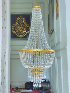 Lampu kristal oval full rantai/size (50×100)+4piting - dekorasi