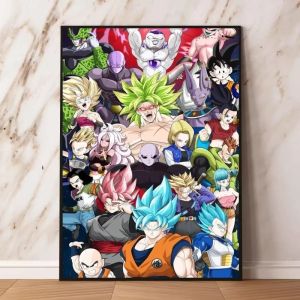 Bandai | DIY Dragon Ball Anime Diamond Painting Charming Classic Warrior Character Scene For Living Room Wall Decoration Exquisite Gift