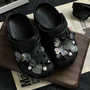 คริสตัลผีเสื้อสีเทา คริสตัลผีเสื้อตกแต่ง Crocs สำหรับรองเท้า Crocs แบรนด์ Bat Bear ผลิตจากจีน