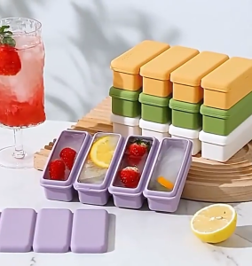 [🇵🇭 Stock&COD] Silicone Ice Cube Tray With Lid BPA Free Long Strip Ice Mold Easy Release For Chilled Drinks & Whiskey Summer Essential