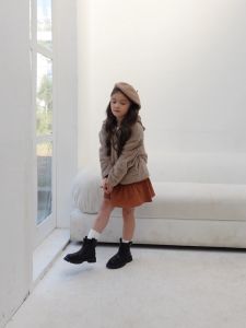 Áo khoác lông Bigfox Miss Meow size đại có mũ ấm áp cho bé trai bé gái thu đông kiểu Hàn của trẻ em 3-15 tuổi 30kg 50kg