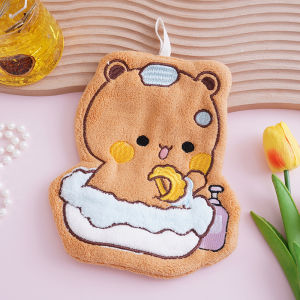 Kawaii Cartoon Bubu Dudu Hand Towel Double Layer Thick Absorbent Coral Fleece Hanging Towel Cute Cartoon Towel for Home Towel