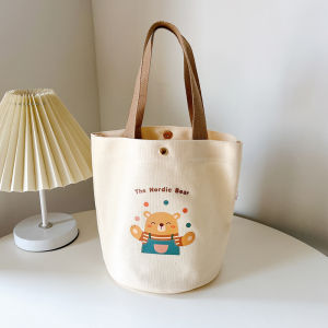 Womens Canvas Handbag Lunch Box Bag Mobile Phone Bag Meal Box Bag Mommy Bag Small Canvas Bag Sweet Lady Style Bucket Bag