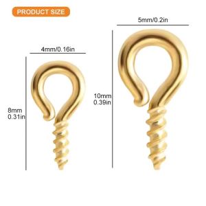 200pcs 4x8/5x10mm Small Screw Eye Pins Eyepins Hooks Eyelets for DIY Art Crafts Jewelry Making Findings Charm Bead Supplies
