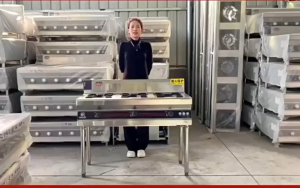 bếp gas âu 4 họng Bếp Gas Công Nghiệp Inox Đơn Đôi 4 Họng Cho Nhà Hàng Quán Ăn( chống cháy)