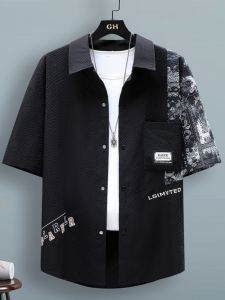 Free Shipping Insurance... Easy to Wear Fancy One-Click Get Summer Casual Versatile Fashion Brand Short Sleeve Shirt for Men