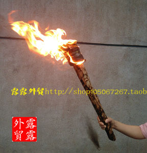 Retro Real Flame Torch Fire Pit Movie Props Fuel Torch Ready to Use Decorative Gift for Leaders/Elders Boxed Creative Gift