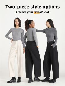 HIPPIE MISS | Boho Chic Casual Wool Blend Harem Pants Gray