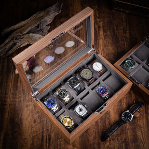 Huiyaxiu|Lockable Watch Storage Box Display Organizer High-Quality Walnut Wood