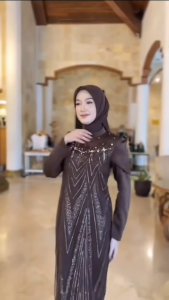 Gamis Dewasa Terbaru Leona Dres BC Velvet Mix Brukat Plus Payet M L XL XXL 3XL Dress Kondangan Wanita Jumbo Elegan Baju Muslim Remaja Perempuan Viral Kekinian Ootd Hijab Warna Mocca Hitam Burgundy Navy Mahogany