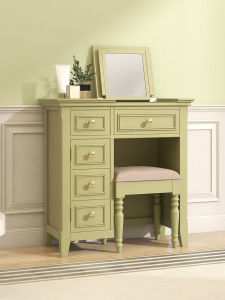 ZIGUAN | Simple Country Fresh Green Vanity Table with Mirror and Storage
