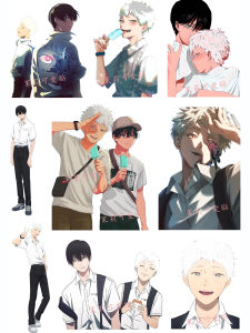 Posthumous Summer Anime Sticker for Laptop And Suitcase Cartoon Style No Brand Registered Trademark Customizable Decal