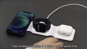 Magnetic Wireless 3 IN 1 Charger for Mobile Phone Watch AirPods 15W Fast Charging Dock Station 3 IN 1 Foldable wireless Stand Charger