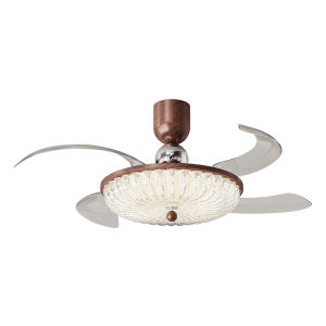 DGY | Retro Style Hidden Fan Light for Bedroom and Dining Room Eye-Protecting Quiet Walnut Grain