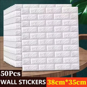 50/10pcs PE Foam 3D Wall Stickers / Waterproof Self-adhesive Bricks Wallpaper / Thickened Home Decor Wall Sticker