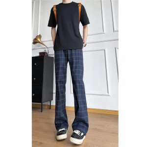 Slimming Flared Straight Leg Checkered Pants