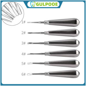 GULPOOE Dental Extraction Elevator Stainless Steel Tooth Stright Curved Root Elevator Minimally Invasive Dentist Surgical Tool