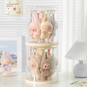 กล่องใส่โมเดล ตู้โชว์ตุ๊กตา กล่องใส่ Labubu พลาสติกอย่างดี หมุนได้360° สะดวกในการเก็บของ มีสองสีให้เลือก