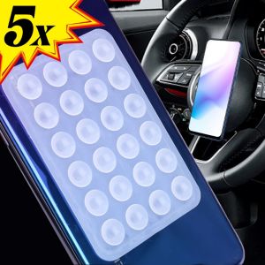 5PCS Clear Silicone Suction Phone Case Suction Cup Sticker Phone Mount Self Adhesive Holder Non Slip Mat for Home Office Car Stand