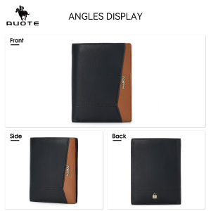 ซองใส่บัตร RFID แบบพับได้สำหรับเหรียญกระเป๋าใส่เหรียญกระเป๋าใส่เงินหนังแท้ไมโครไฟเบอร์แบบนุ่ม ID เครดิตใส่บัตรได้หลายใบดีไซน์ช่องเสียบบัตรกระเป๋าสตางค์ธุรกิจ