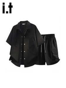 izzue | Ice Silk Mesh Loose Breathable Set Black