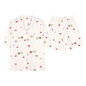 MiiOW | Cat Woman Summer Lightweight Pure Cotton Short Sleeve Loose Plus Size Home Clothes Set With Chest Pad Can Be Worn Outside