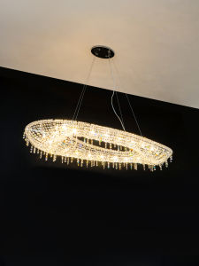 QIANYUE | Starry Crystal Chandelier Elliptical Ring Dining Room Light