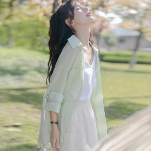 IELGY เสื้อเชิ้ตสำหรับผู้หญิงเสื้อเชิ้ตความยาวปานกลางระบายอากาศได้อเนกประสงค์สีส้ม