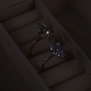 Sparkling Four-Prong Marquise Ring - Valentines Day Gift for Her Brilliant Solitaire Zircon Wedding Ring