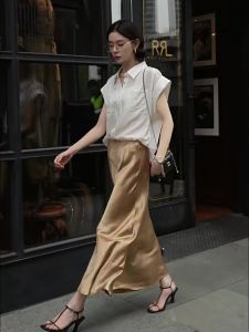 Relaxed Silk Piano Pleat Flutter Sleeve See-Through Blouse