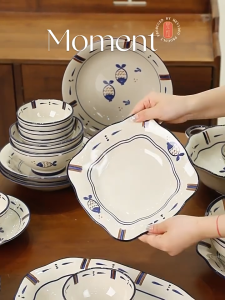 Mewah & Selamat Set Pinggan Mangkuk Seramik dinner wedding microwave gifts Japanese Underglaze Ceramic Tableware Set Rice Bowl Noodle Bowl Plates Dinnerware Set